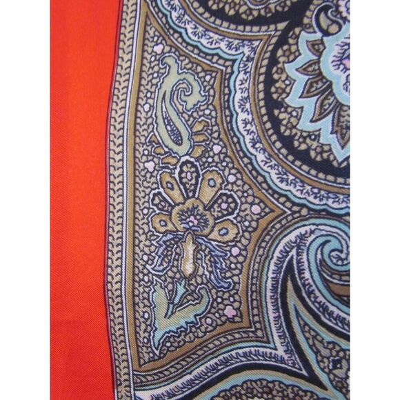 Vintage Liberty Of London Silk Scarf 23 x 23 in Pink Olive Fleur De Lis Red - Picture 10 of 16